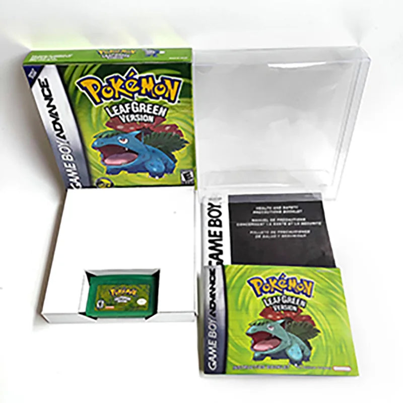USA Version Ic Save Pokemoned Leafgreen Metallic Foil Finish Box Tray Manual Game Cartridge for GBA