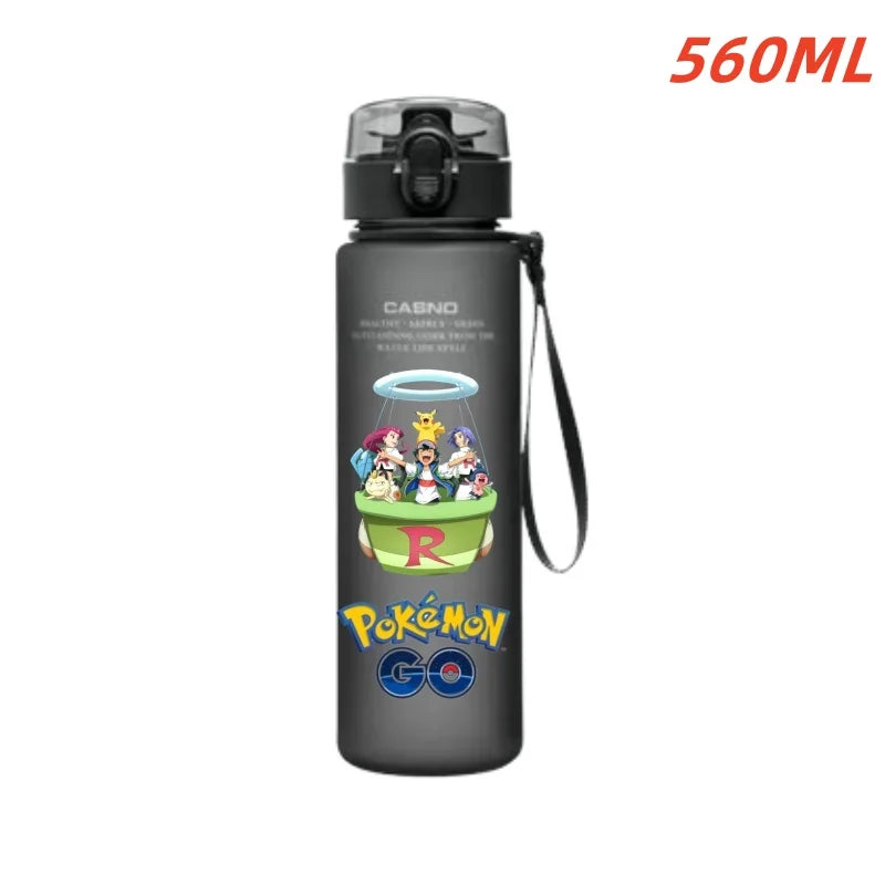 560ML Pokemon Water Cup Anime Portable Children's Cute Pikachu Gengar Plastic Outdoor Sports Large Capacity Water Bottle Gifts