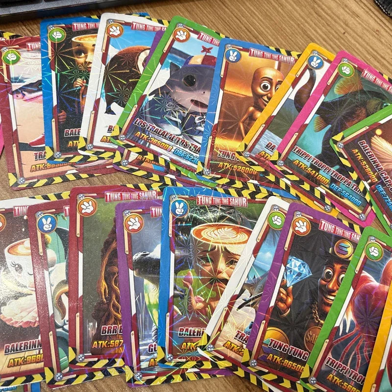 Italian Brainrot Cards of Collection Tungtungtung Sahur Tralalero Tralala Card Game Toy For Kids Trading Cards Birthday Gifts