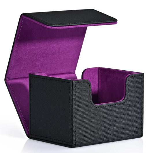 Card Deck Box, Card Storage Box holds 100+ single Sleeved Cards, PU Leather  card box for TCG Cards and sports cards