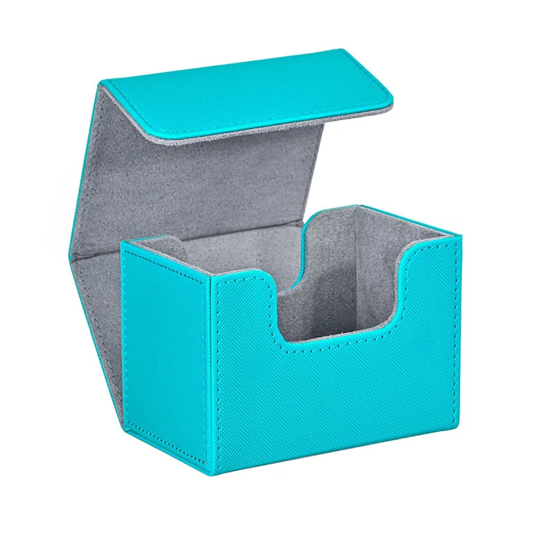 Card Deck Box, Card Storage Box holds 100+ single Sleeved Cards, PU Leather  card box for TCG Cards and sports cards