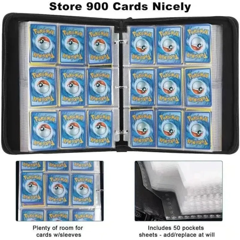 Sports Card Holder 4/9 Pockets Premium Zip Trading Card Case Collector's Card Holder Can Be Used To Collect Organise Game Cards