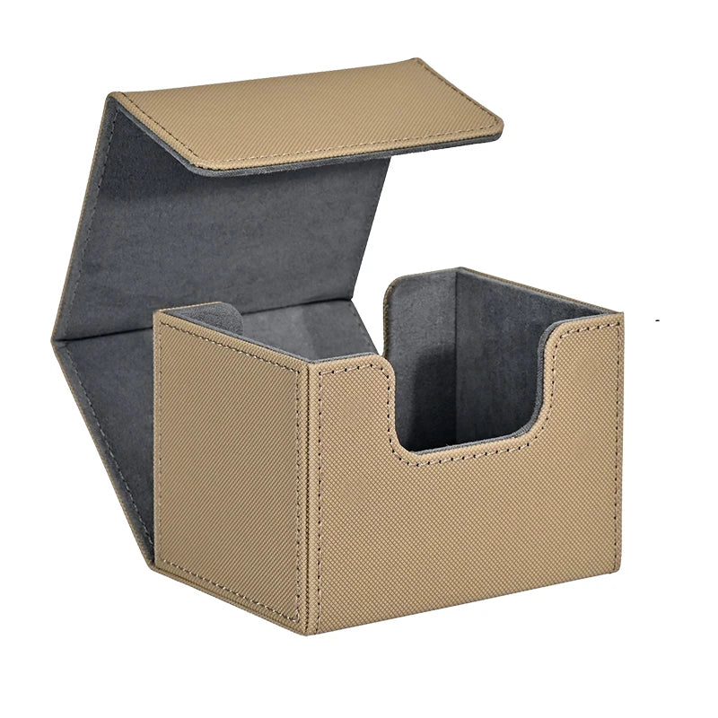 Card Deck Box, Card Storage Box holds 100+ single Sleeved Cards, PU Leather  card box for TCG Cards and sports cards