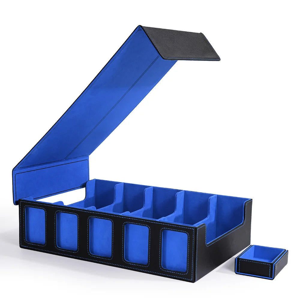 Trading Card Storage Box with Commander Display Dice Tray,5-Row Deck Case with Removable Lid,3900+ Card Deck Box for TCG Card