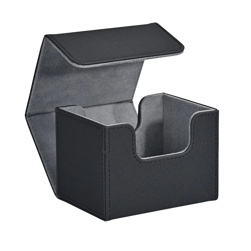 Card Deck Box, Card Storage Box holds 100+ single Sleeved Cards, PU Leather  card box for TCG Cards and sports cards