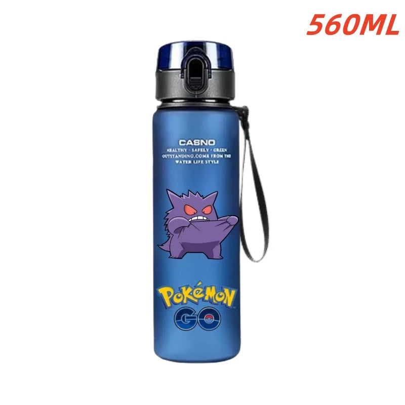 560ML Pokemon Water Cup Anime Portable Children's Cute Pikachu Gengar Plastic Outdoor Sports Large Capacity Water Bottle Gifts