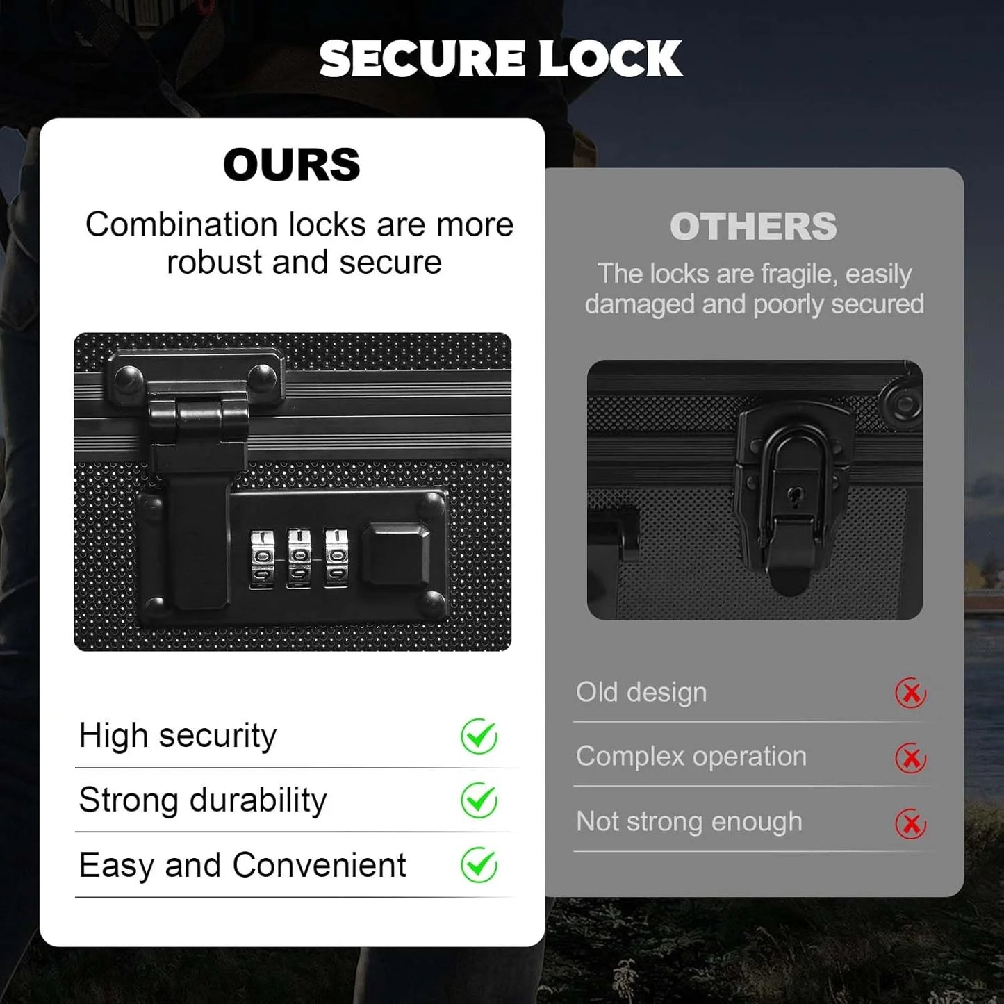 Trading Card  Storage Box with Combination Lock, Sports Card Case with Removable Dividers for Baseball Cards