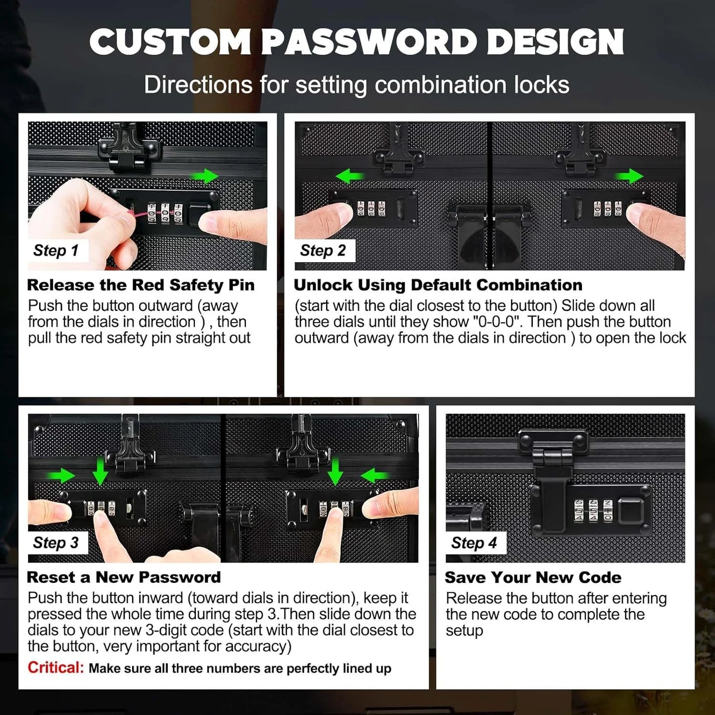 Trading Card  Storage Box with Combination Lock, Sports Card Case with Removable Dividers for Baseball Cards