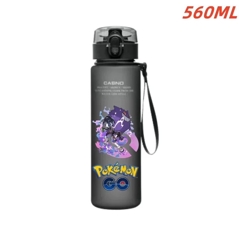 560ML Pokemon Water Cup Anime Portable Children's Cute Pikachu Gengar Plastic Outdoor Sports Large Capacity Water Bottle Gifts
