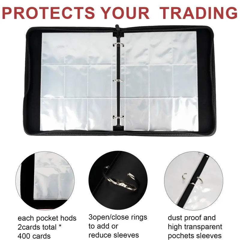 Sports Card Holder 4/9 Pockets Premium Zip Trading Card Case Collector's Card Holder Can Be Used To Collect Organise Game Cards