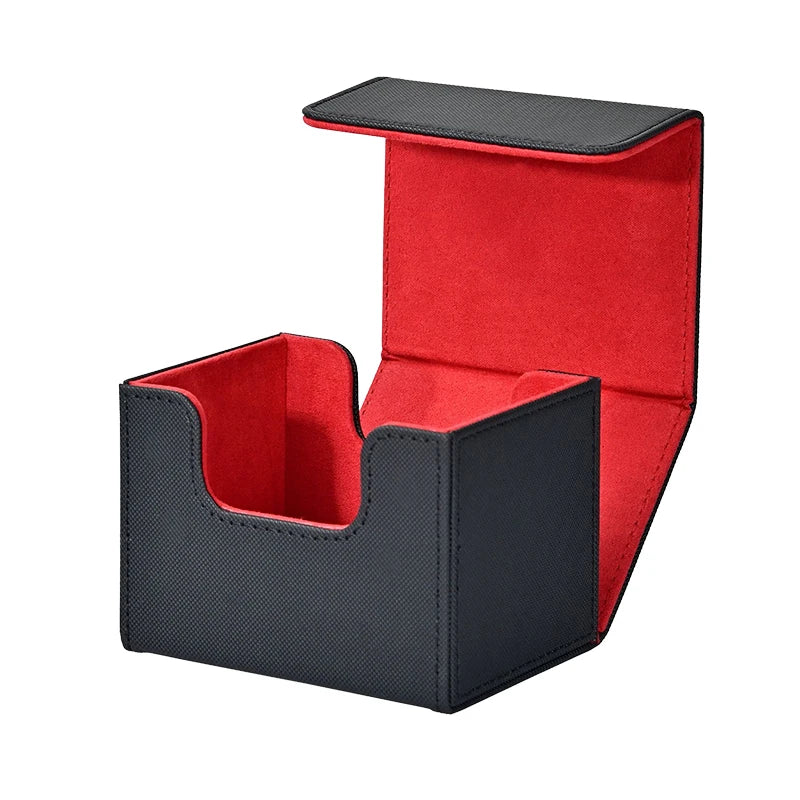 Card Deck Box, Card Storage Box holds 100+ single Sleeved Cards, PU Leather  card box for TCG Cards and sports cards