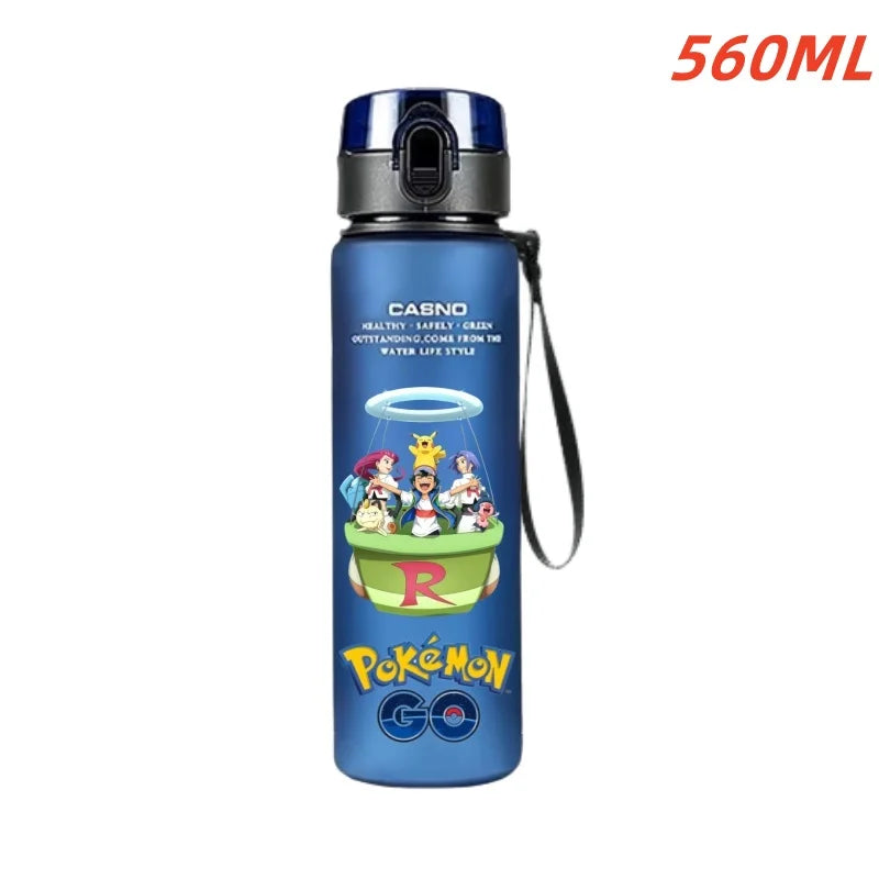 560ML Pokemon Water Cup Anime Portable Children's Cute Pikachu Gengar Plastic Outdoor Sports Large Capacity Water Bottle Gifts