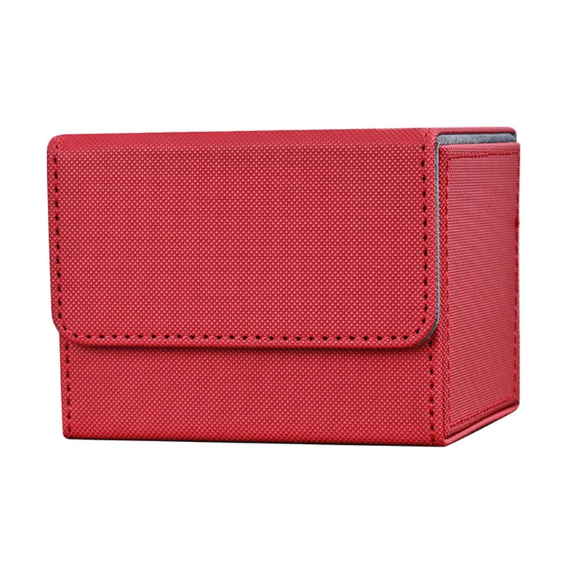 Card Deck Box, Card Storage Box holds 100+ single Sleeved Cards, PU Leather  card box for TCG Cards and sports cards